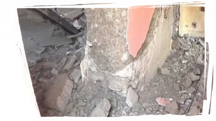 début d'éffondrement de mur de refend en pisé suite ouverture de mur
